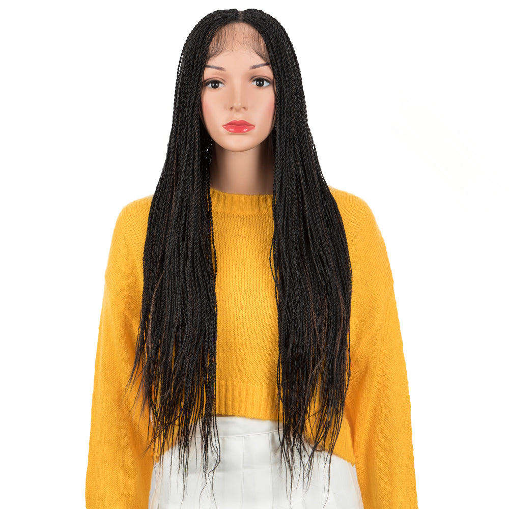 New Braided Wigs Synthetic Lace Front Wigs 28 inches Braided Wigs With Baby  Hair Brown Transparent Lace Front Wigs