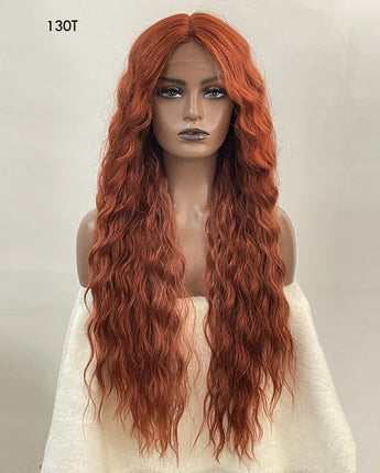 FREEDOM Synthetic Lace Wig Long Deep Wavy Ombre Blonde Ginger Lace Wigs For Black Women Heat Resistant Cosplay Wigs