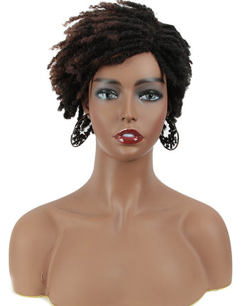 NOBLE Synthetic Afro Wigs For Black Women | 9.5 Inch Short Dreadlocks | Dark Brown| RJO