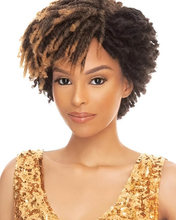 NOBLE Synthetic Afro Wigs For Black Women | 9.5 Inch Short Dreadlocks | Blonde Highlight | RJO