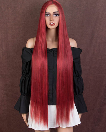 38 inch Super Long Straight Lace Wig | Preplucked Lace Front Straight Wigs | Red Wig | noble