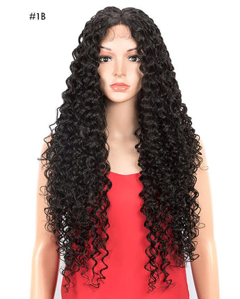 FASHION IDOL 30" Afro Kinky Curly Lace Front Wig Synthetic With Baby Hair High Temperature Fiber Ombre Blonde Lace Wigs Cosplay