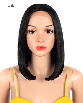 FASHION IDOL Cosplay Bob Wigs Synthetic Side Part Lace Front Wig Ombre Brown Heat Resistant Fiber Yaki Straight Wigs For Women