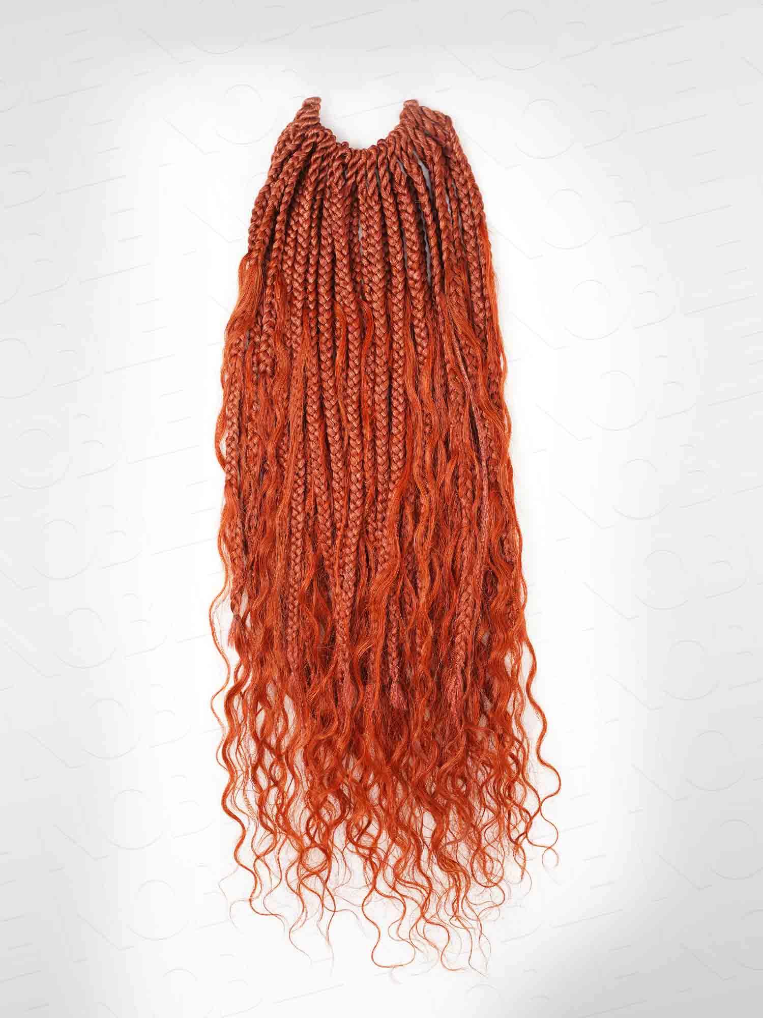 Noble Pre-looped Dark Orange #350 Crochet Boho Box Braids With Human Hair Curls