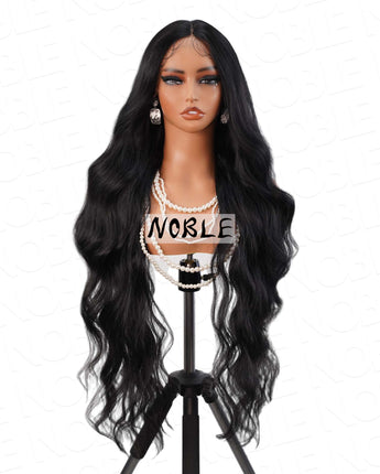 Noble 36 Inch Lace Front Wig T-Part Synthetic Body Wave 13×4×1 Lace Wig Pre Plucked Natural Color