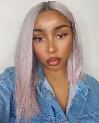 13.5 Inch Blunt Cut Bob Lace Front Wig | Pastel Pink| Shakia