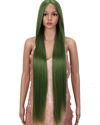 NOBLE Synthetic Lace Front Wigs |38 inch Super Long Straight Lace Wig Preplucked | GREEN Wig