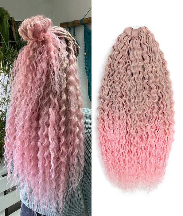 Noble 24Inch Water Wave Ombre Blonde Pink Twist Crochet Braid Hair Extension| 1 Pack