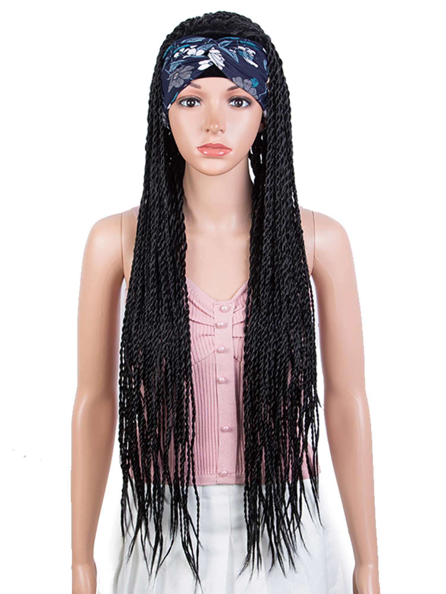 Noble 37 Inch Long Braid Wig Machine Made Glueless Headband Wig Synthetic Wig