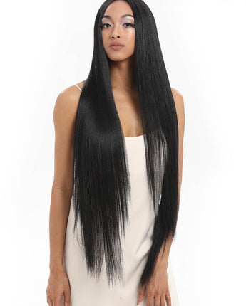 Noble 38 inch Super Long Straight Lace Wig Preplucked Natural Black Synthetic Wig