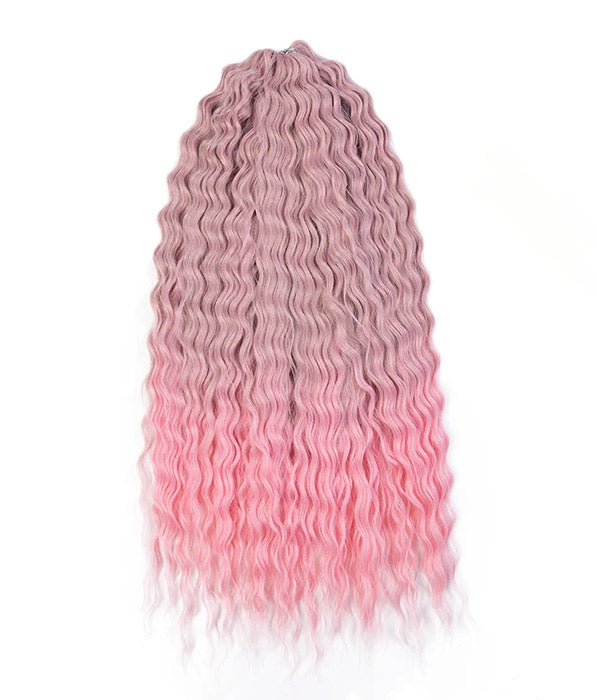 Noble 24Inch Water Wave Ombre Blonde Pink Twist Crochet Braid Hair Extension| 1 Pack