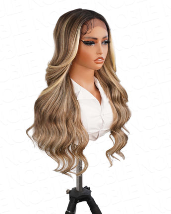 Noble Mixed #613 Blonde Body Wave 13×5×1 T-Part Lace Synthetic Wig Middle Part Wig