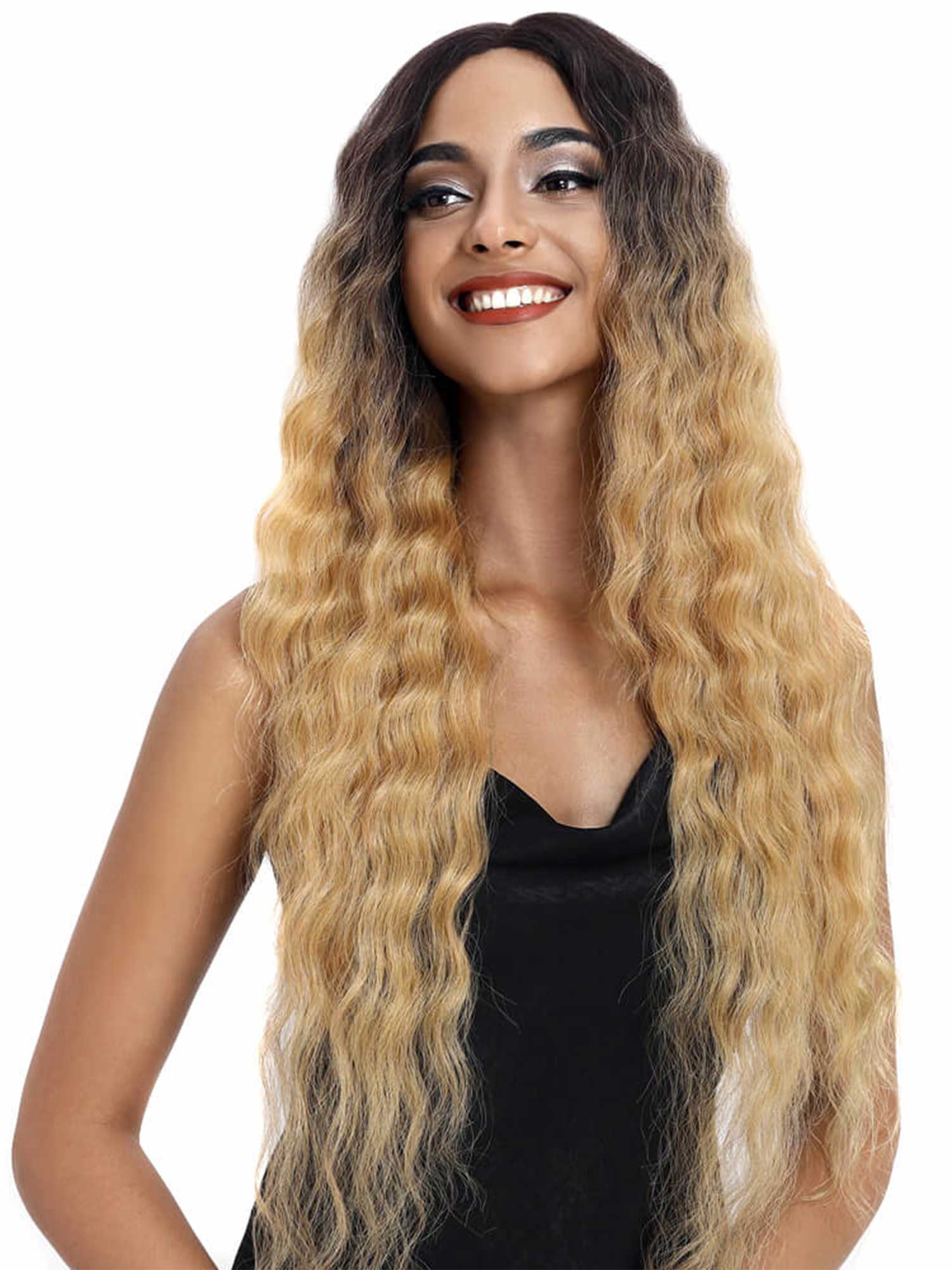 Noble 31 Inch Long Ripple Fairy Curly Ombre Color Synthetic Wig