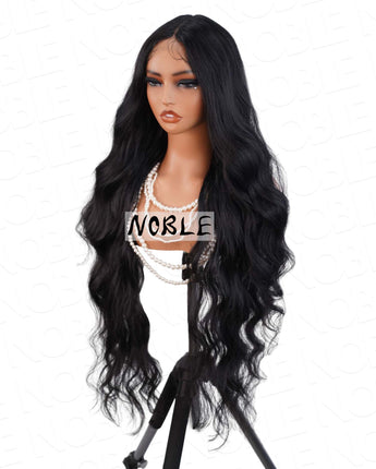 Noble 36 Inch Lace Front Wig T-Part Synthetic Body Wave 13×4×1 Lace Wig Pre Plucked Natural Color