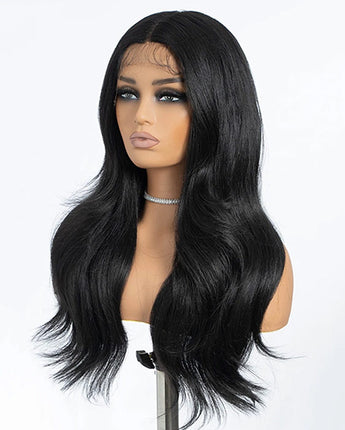 MIRACLE 24'' Deep Wave Synthetic Lace Front Wig for Women Daily Cosplay Wig Black Ombre Blonde Wigs Lace Frontal Wig Fake Hair