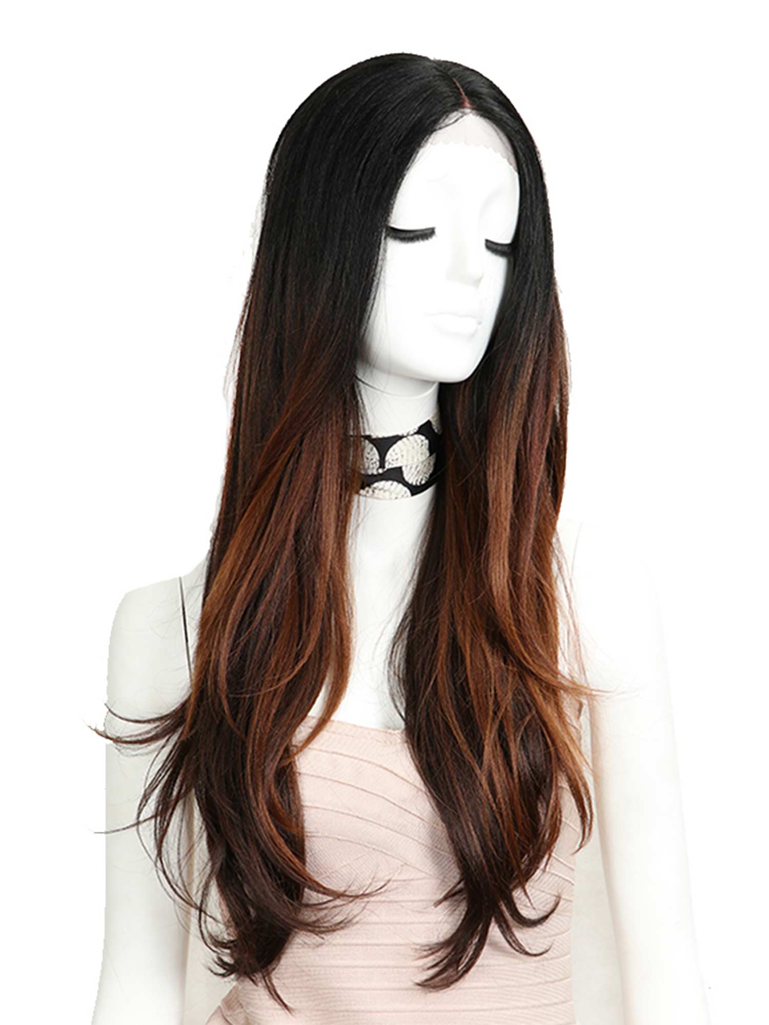 Noble 31 Inch Straight 13×4×1 T Part Lace Front Wig Ombre Color Synthetic Wig