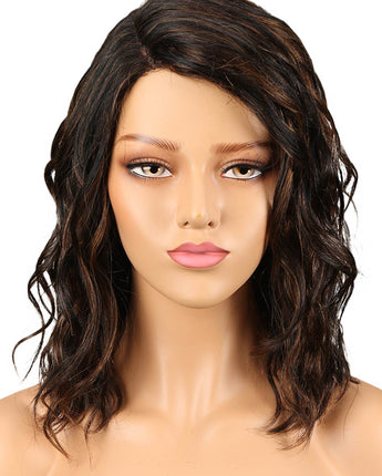 NOBLE Human Hair Lace Wig | 14 Inch Curly Bob | Mixed Color | Christy