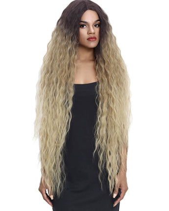 Noble 41 Inch Super Long Bohemian Wavy Ash Blonde Synthetic Wig