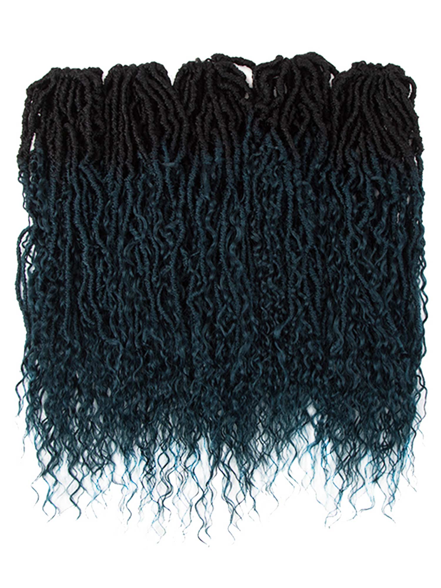 NOBLE 20 inch Pre-Looped Braiding Hair Extensions with Curly Ends Ombre Color Dark Blue Synthetic Hair