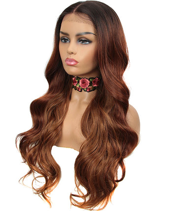 Noble 29 Inch Loose Wave 360 HD Lace Frontal Wig Auburn Color Synthetic Wig