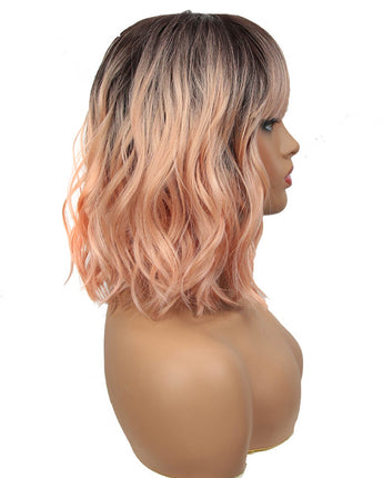 Noble Synthetic Non Lace Wig Natural Wave 12 inches BOB Wigs Rose Pink