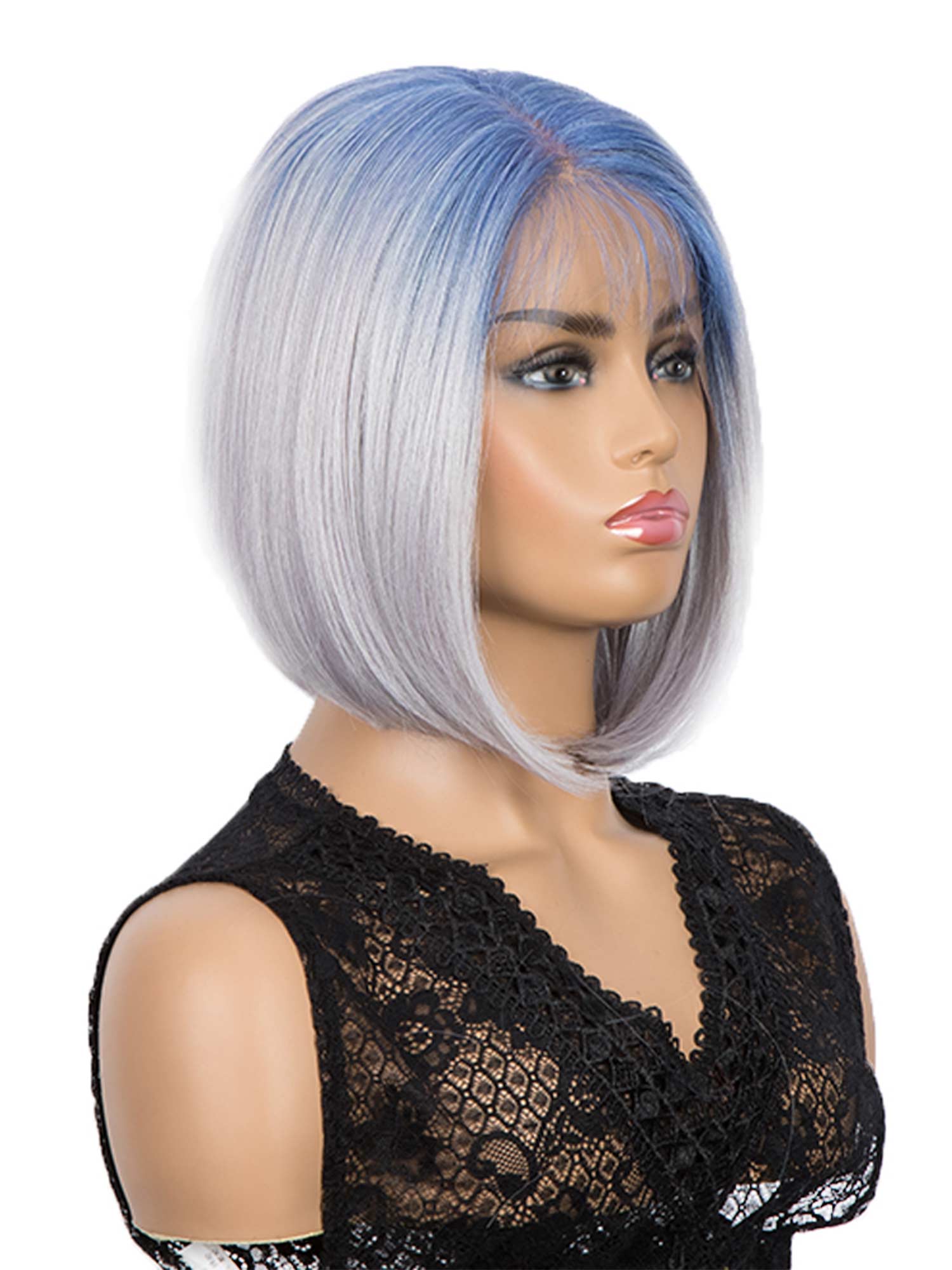 Noble 4×4 Lace Bob Wig Ombre Silver Color Synthetic Wig