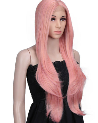 Synthetic 6" Middle Part Lace Front 31 Inch long straight Cherry blossom pink Wig NOBLE Cida