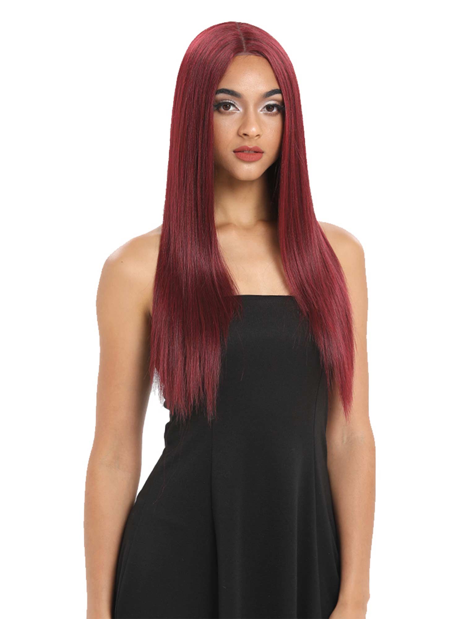 Nobel 26 Inch Classic Straight 4.5 Inch Lace Wig Ginger Orange Color Synthetic Wig