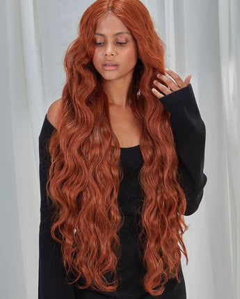 38 inch Long Wavy Auburn Color  Synthetic Lace Front Wigs | NOBLE FREYA