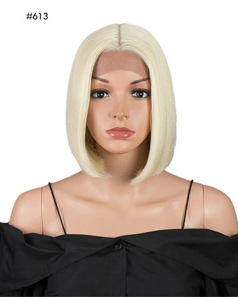 Synthetic Lace Wig Short Blonde Bob Pink 613 Red Lemon Lace Short Hair 10-13 Inch Wigs For Women Lolita Cosplay