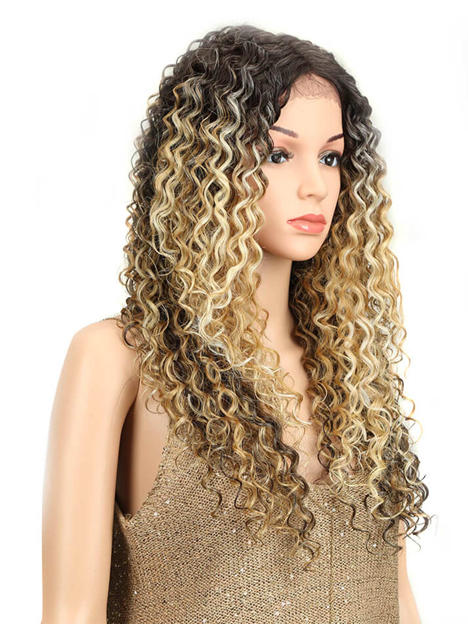 Noble Spring Curly Lace Wig T Part Lace 26 Inch Synthetic Wig