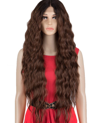 Easy 360 Synthetic Lace Front 31 inch Long Water Wave Wig | E+U Lace Part Chesnut Wig EDGRA