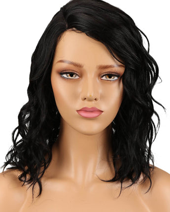 NOBLE Human Hair Lace Wig | 14 Inch Curly Lob | Single Color | Christy