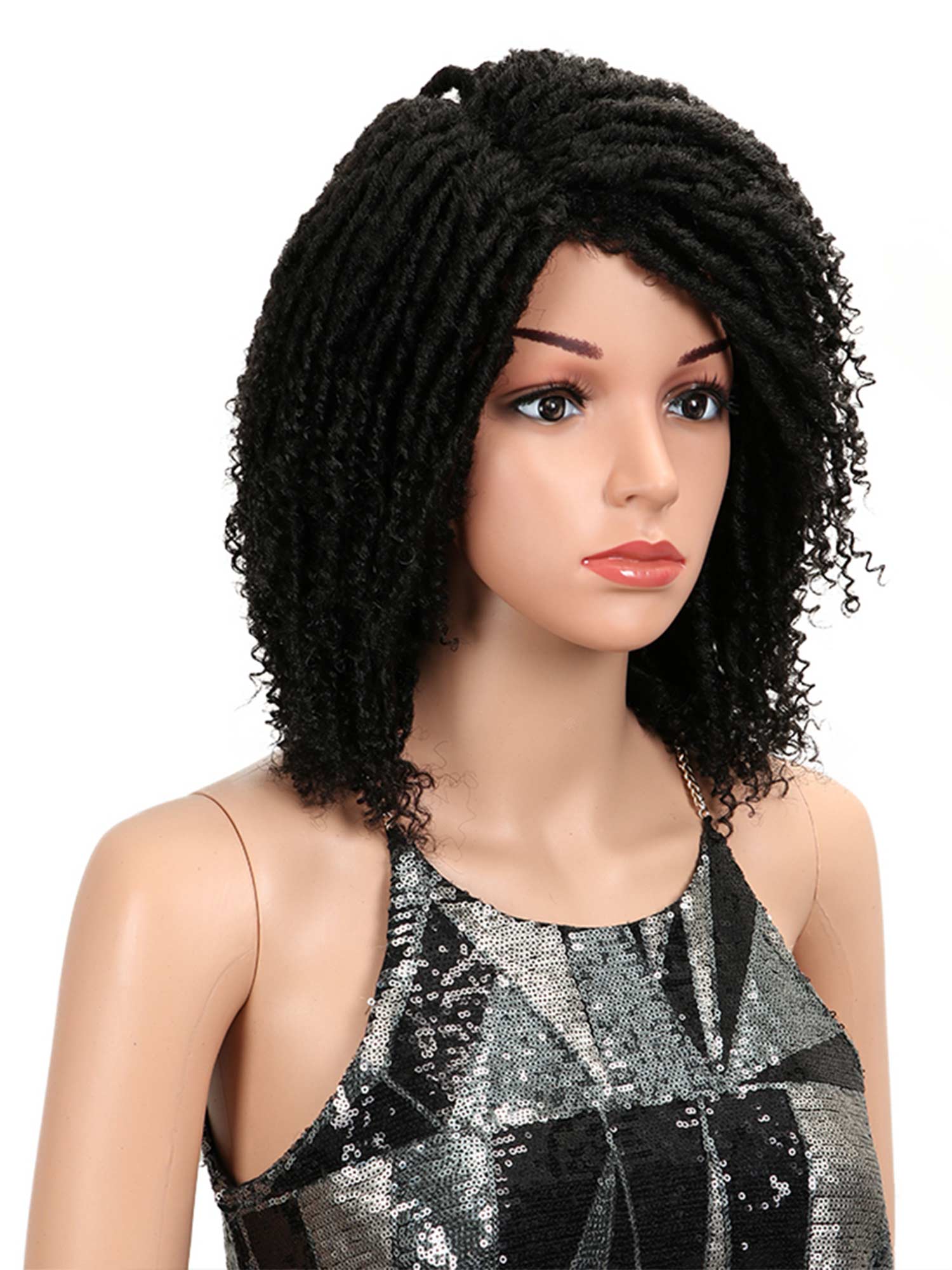 Noble  13 Inch Dreadlocks Wig Afro Kinky Curly Wigs Synthetic Wig Natural Black