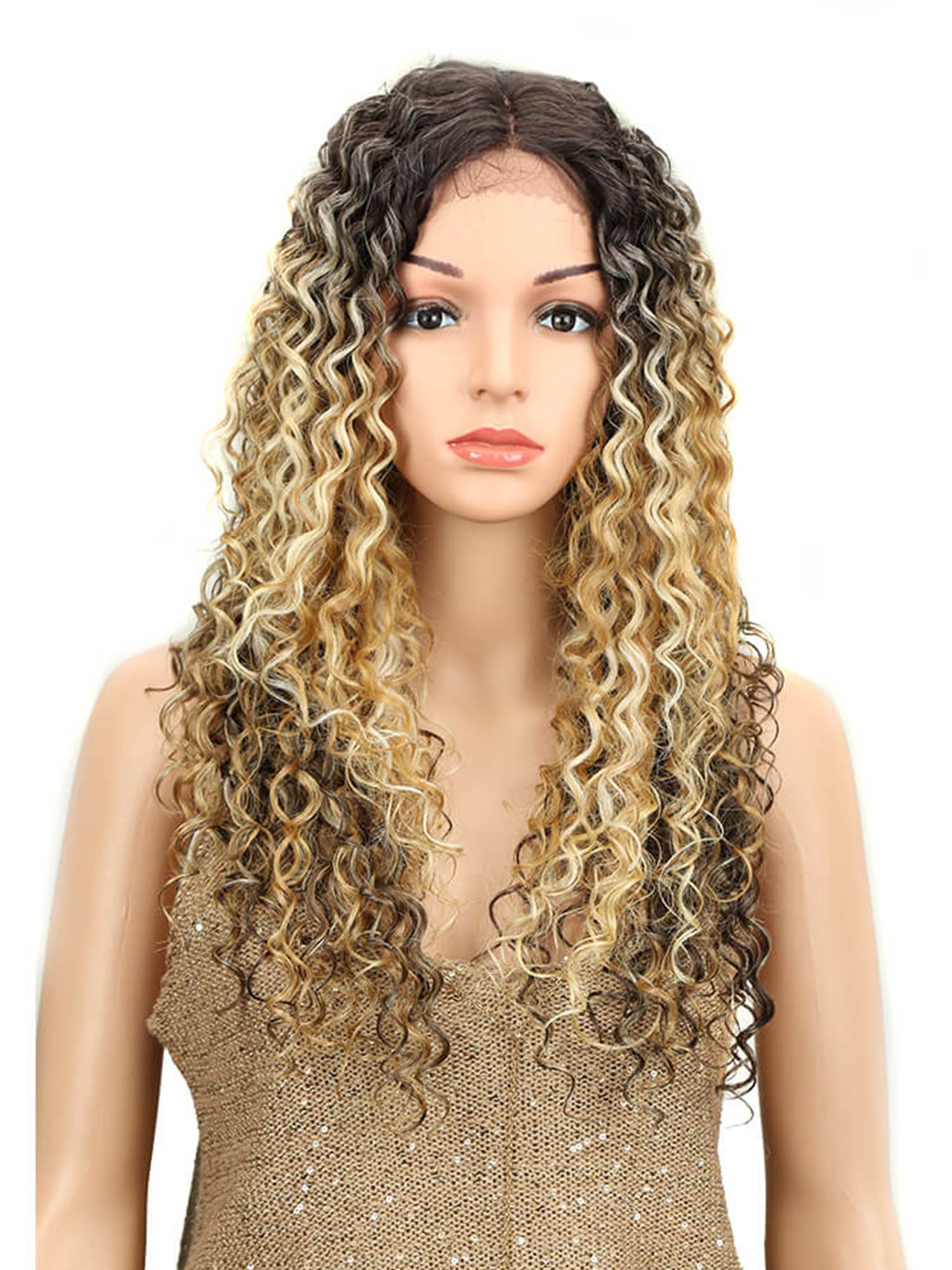 Noble Spring Curly Lace Wig T Part Lace 26 Inch Synthetic Wig