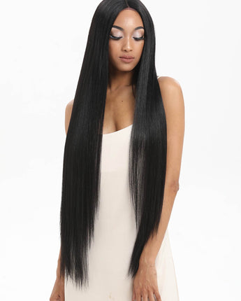 38 inch Super Long Straight Lace Wig Preplucked Black Synthetic Wig | NOBLE Synthetic Lace Front Synthetic Wigs |