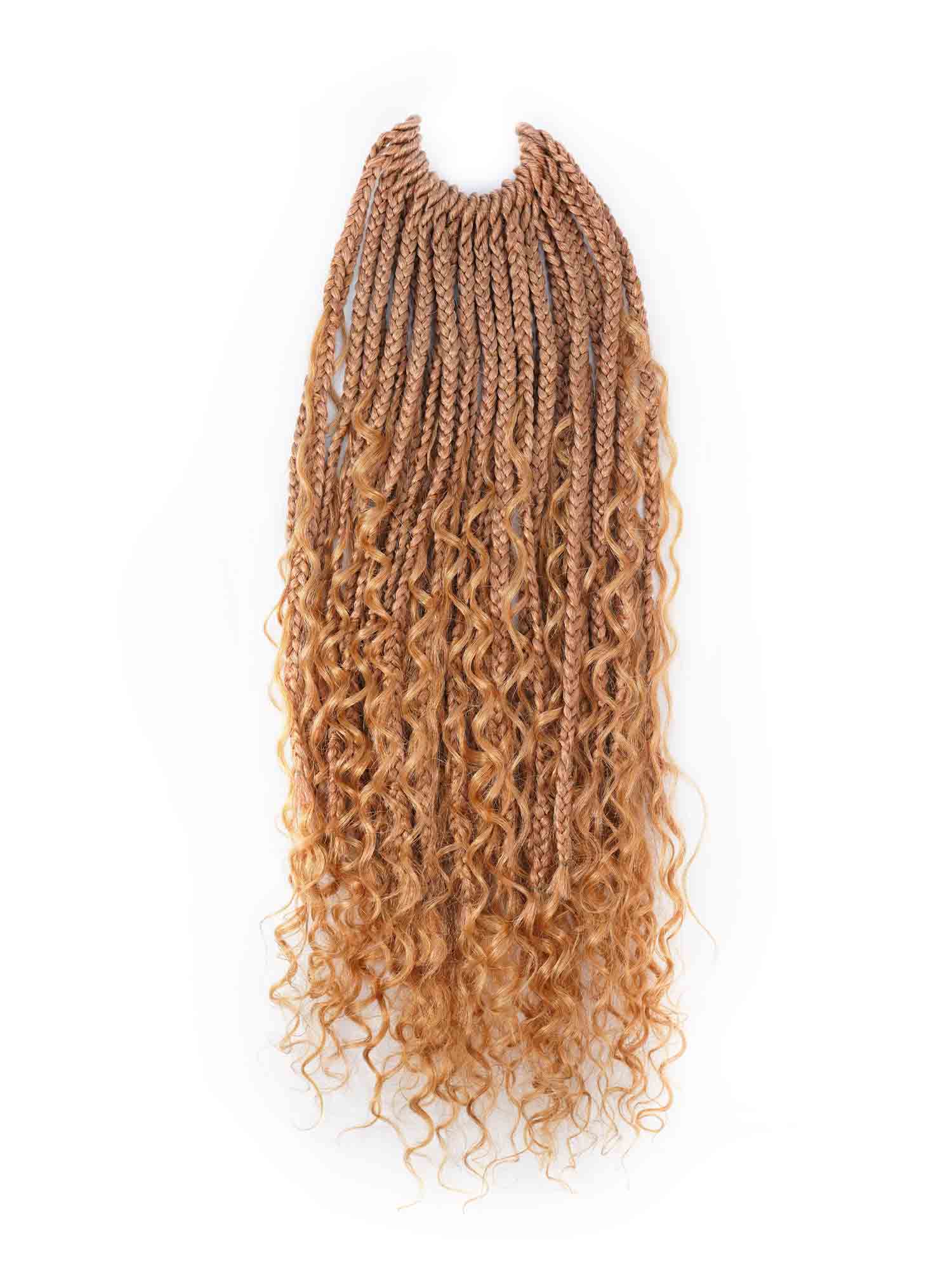 Noble Pre-looped Honey Blonde #27 Crochet Boho Box Braids With Human Hair Curls