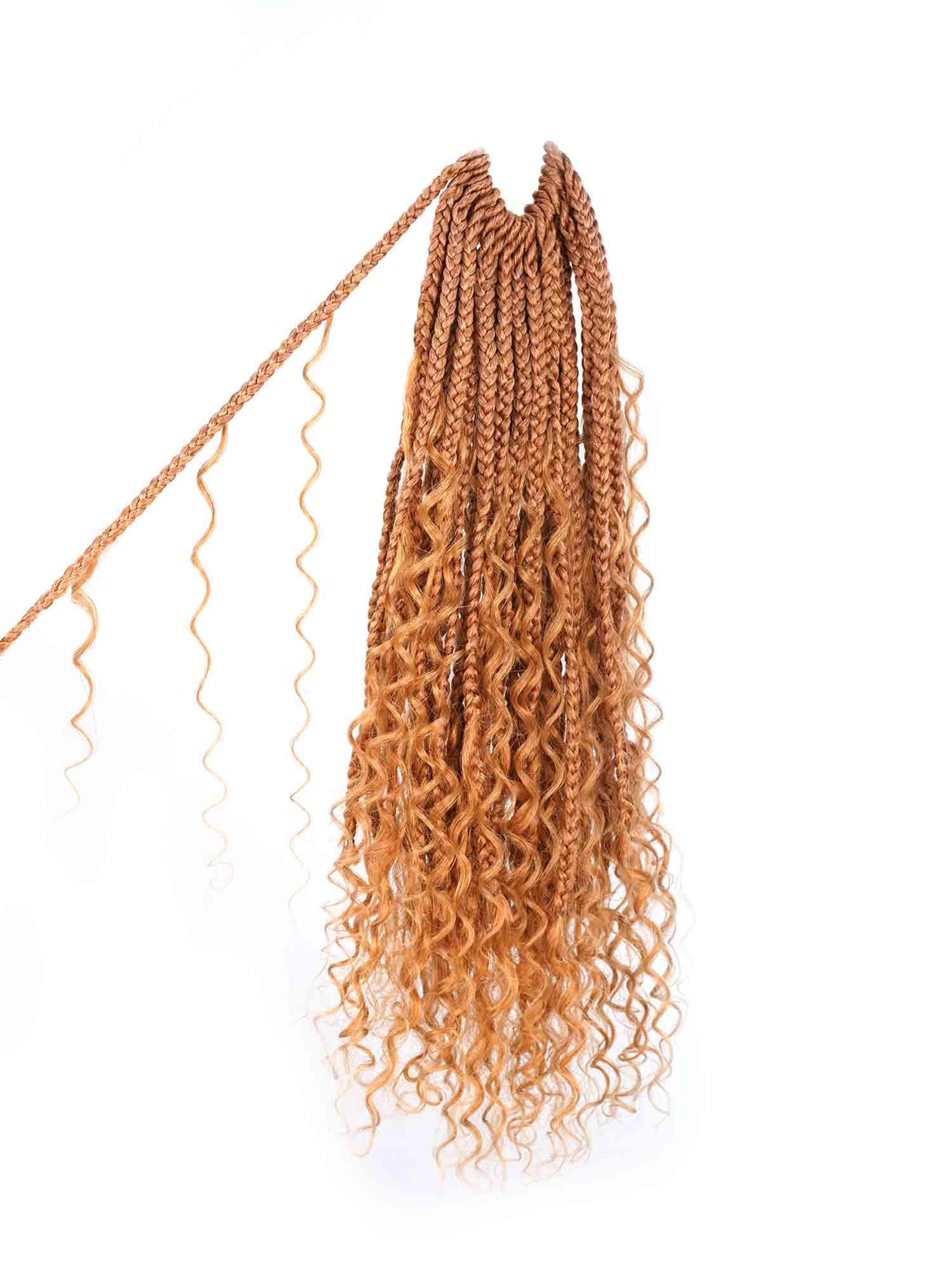 Noble Pre-looped Honey Blonde #27 Crochet Boho Box Braids With Human Hair Curls