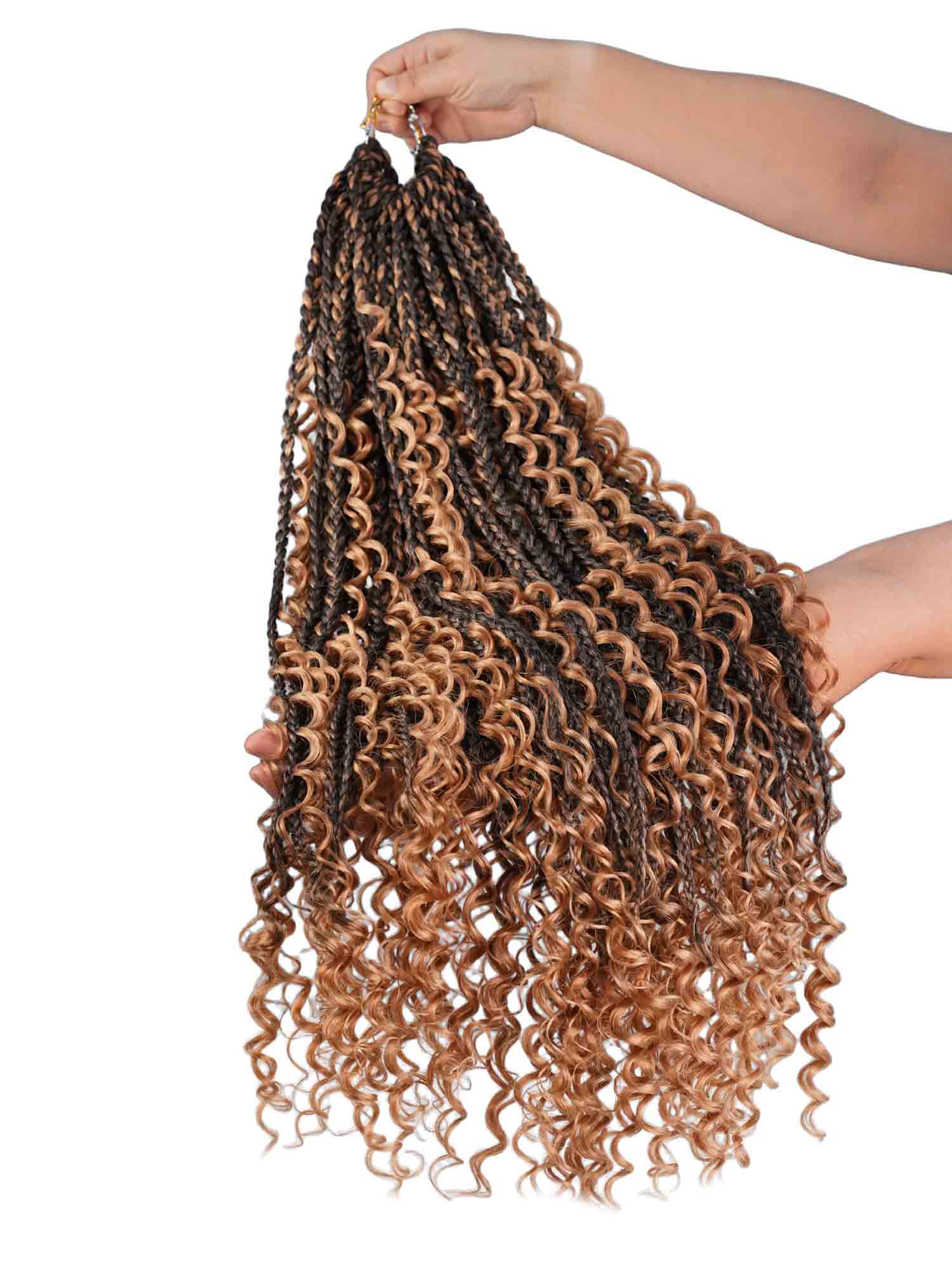 Noble Pre-looped Boho Crochet Braids Knotless Box Braids Hairstyles Highlight With Human Hair Curl