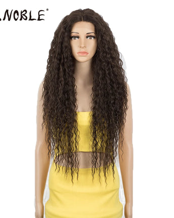 Noble Synthetic Lace Wig Long Wavy Hair 30 Inch Ombre Blonde Wigs For Black Women Blonde Wig Hair Synthetic Lace Wig