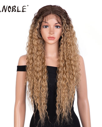 Noble Synthetic Lace Front Wig 30 Inch Long Curly Hair Wigs Kinky Curly Wigs For Women Blonde Wig Lheaper Natural Wig Lace Wig