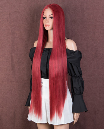 38 inch Super Long Straight Lace Wig | Preplucked Lace Front Straight Wigs | Red Wig | noble