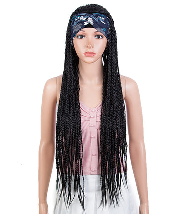 NOBLE Headband Braided Wig 37" Long Braid Wig Machine Made Glueless Headband Wig for Black Women - Noblehair