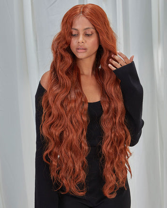 NOBLE FREYA Synthetic Lace Front Wigs |38 inch Long Wavy Wig Auburn Color Wig - Noblehair