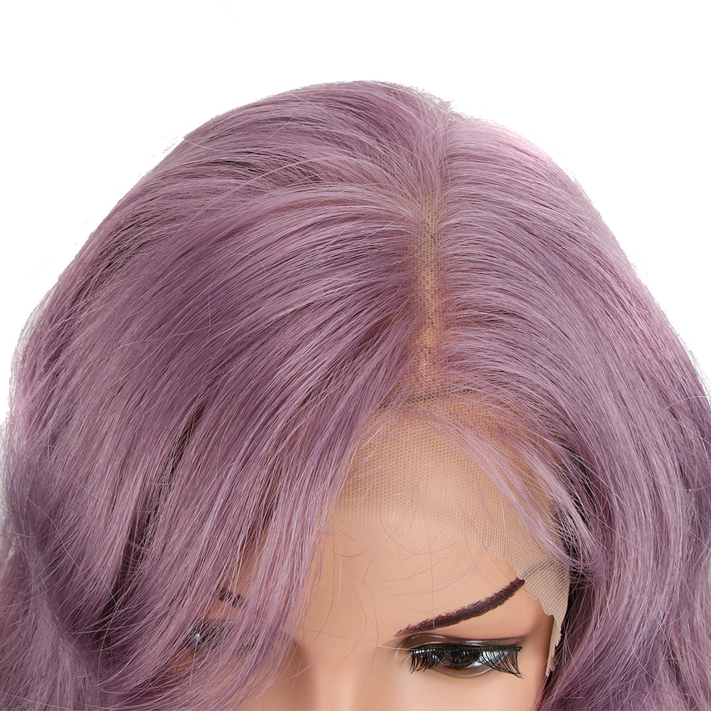 Easy 360 Synthetic Lace Frontal 13*6 Long Wavy 31 inch Ash Purple Wig ...