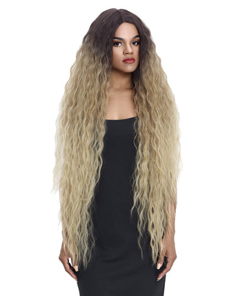 NOBLE Bohemian Synthetic Lace Front Wigs丨41 Inch Super Long Wavy Ash Blonde Wig - Noblehair